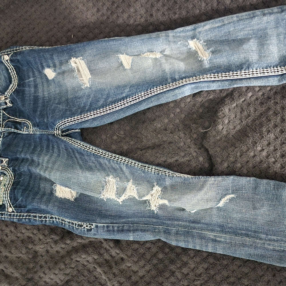 Rock Revival Blue Boyfriend Distressed Jeans